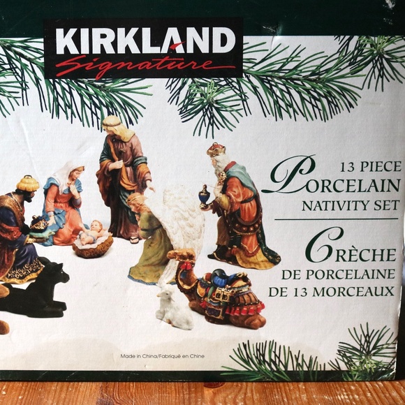 NEW Vintage Kirkland Signature 13 Piece Nativity Set Scene Porcelain Christmas - Picture 1 of 9